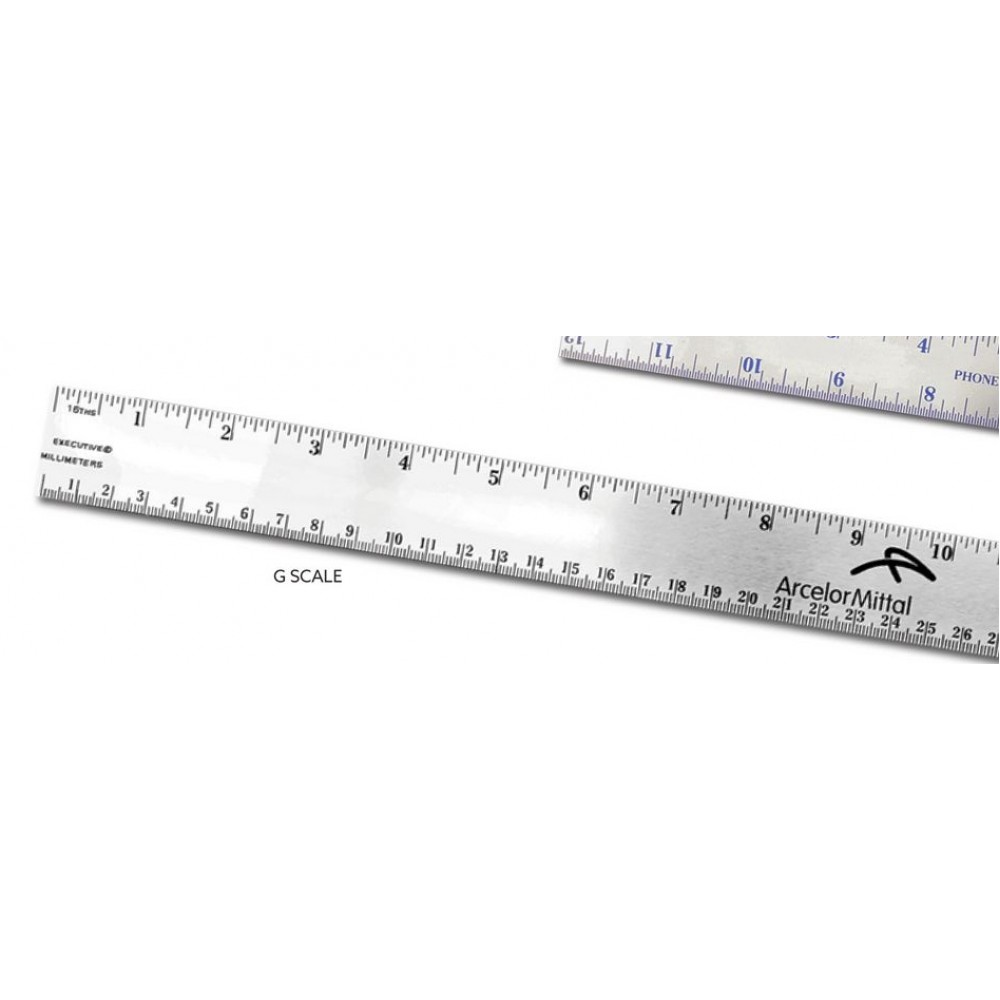 18" Stainless Steel Ruler with General Scales with Logo