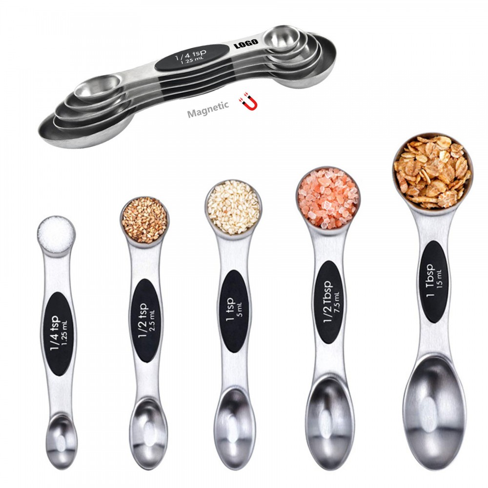 Magnetic 5-IN-1 Dual Sides Measuring Spoons Kits with Logo