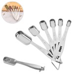 Logo Branded Oval Handle 6 IN 1 Stainless Steel Measuring Spoon