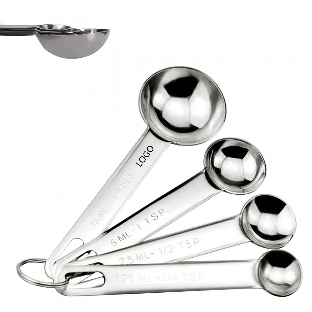 Stainless Steel Measuring Spoons Set With Engraved Measurement Marks with Logo