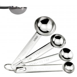 Stainless Steel Measuring Spoons Set With Engraved Measurement Marks with Logo