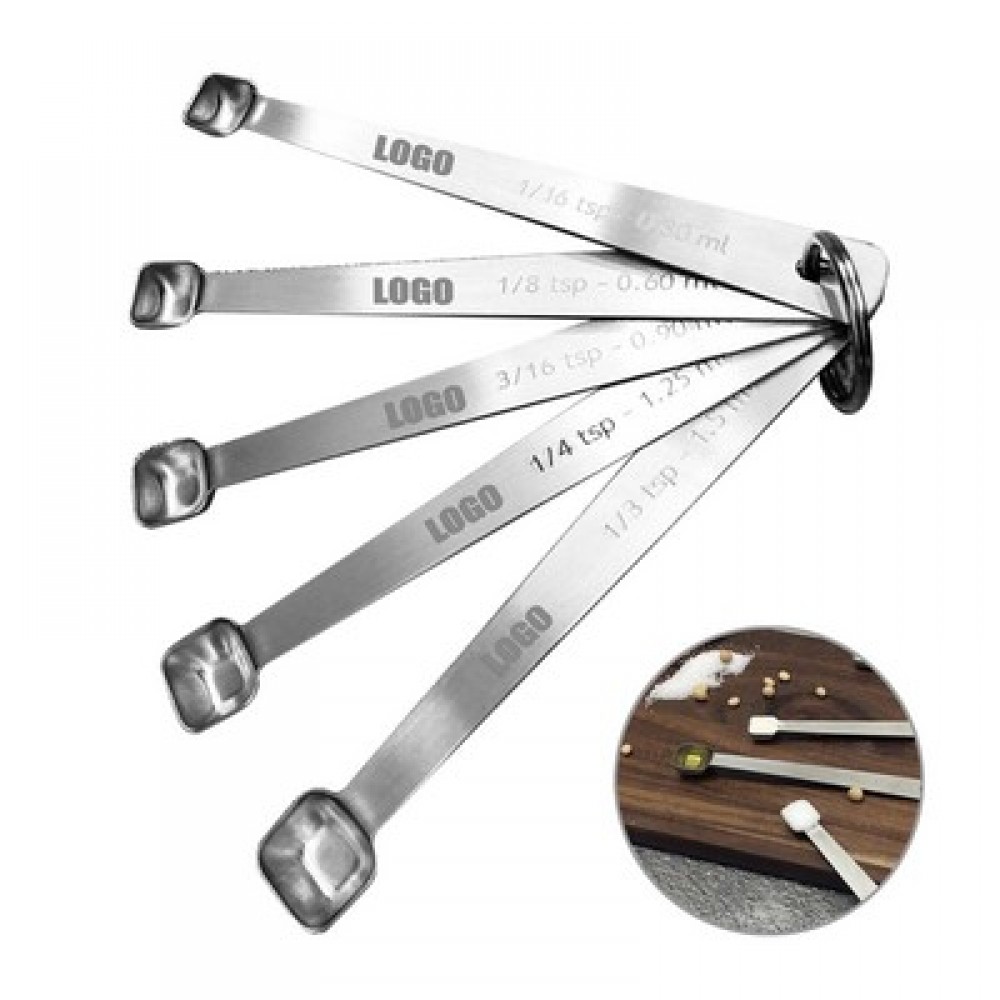 5 In 1 Stainless Steel Measuring Square Spoon with Logo 5 In 1 Stainless Steel Measuring Square Spoon with Logo