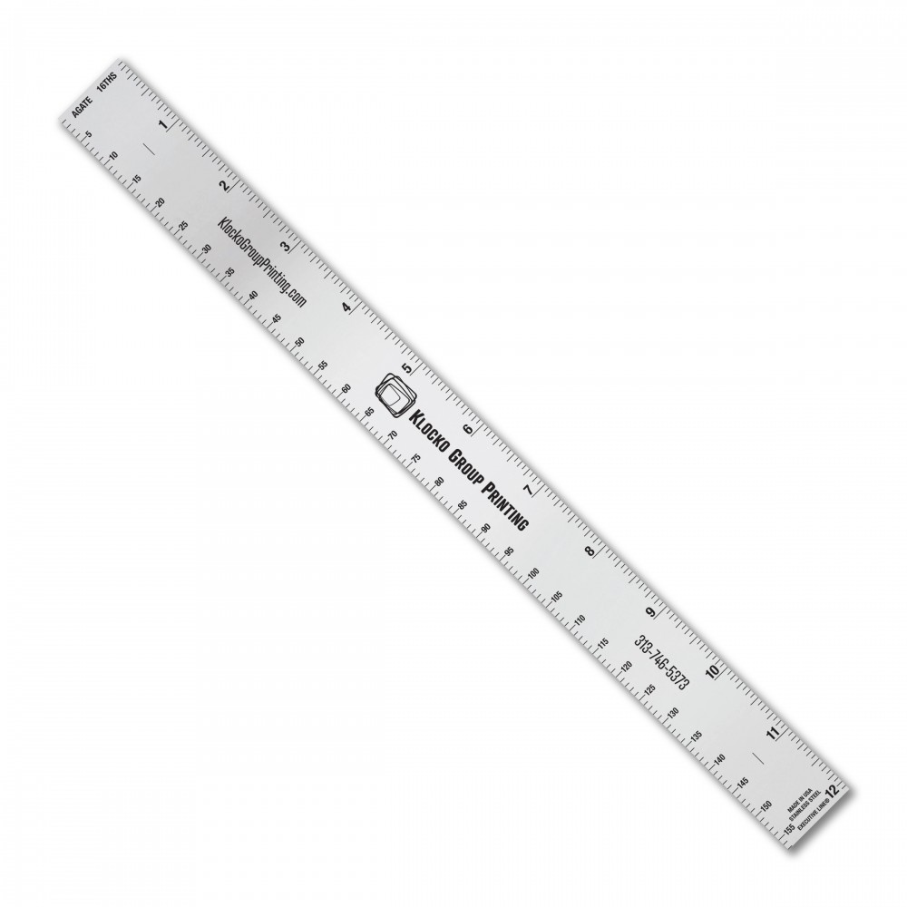 Customized 12" Stainless Steel Ruler with Printing & Publishing Scales