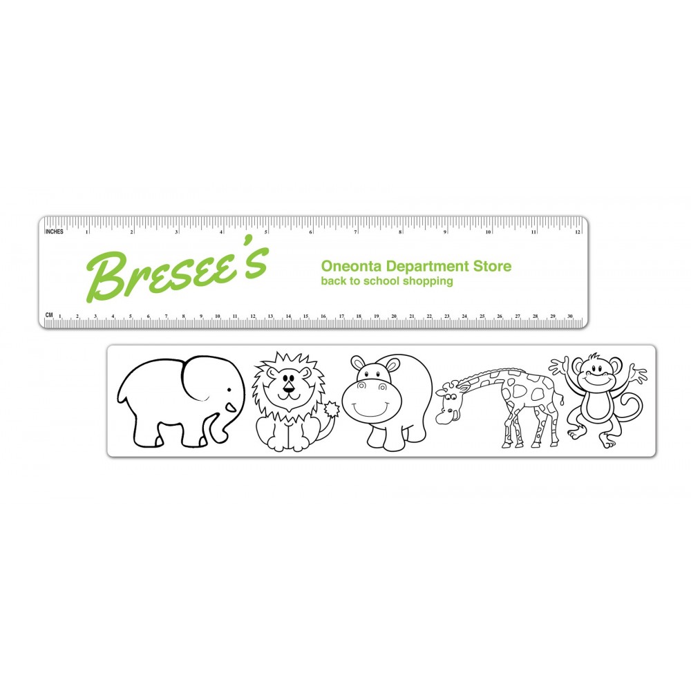 Customized Coloring Ruler w/Zoo pictures