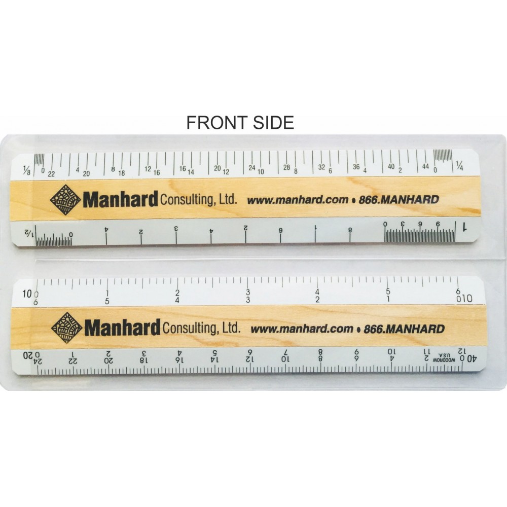 Custom Printed 6 Wood Four Bevel Rulers for Architects and Civil