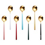 7.67 Inch Dual Color Golden Spoon With Round Head with Logo