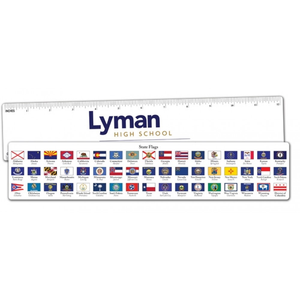 State Flag 12" Ruler with Logo