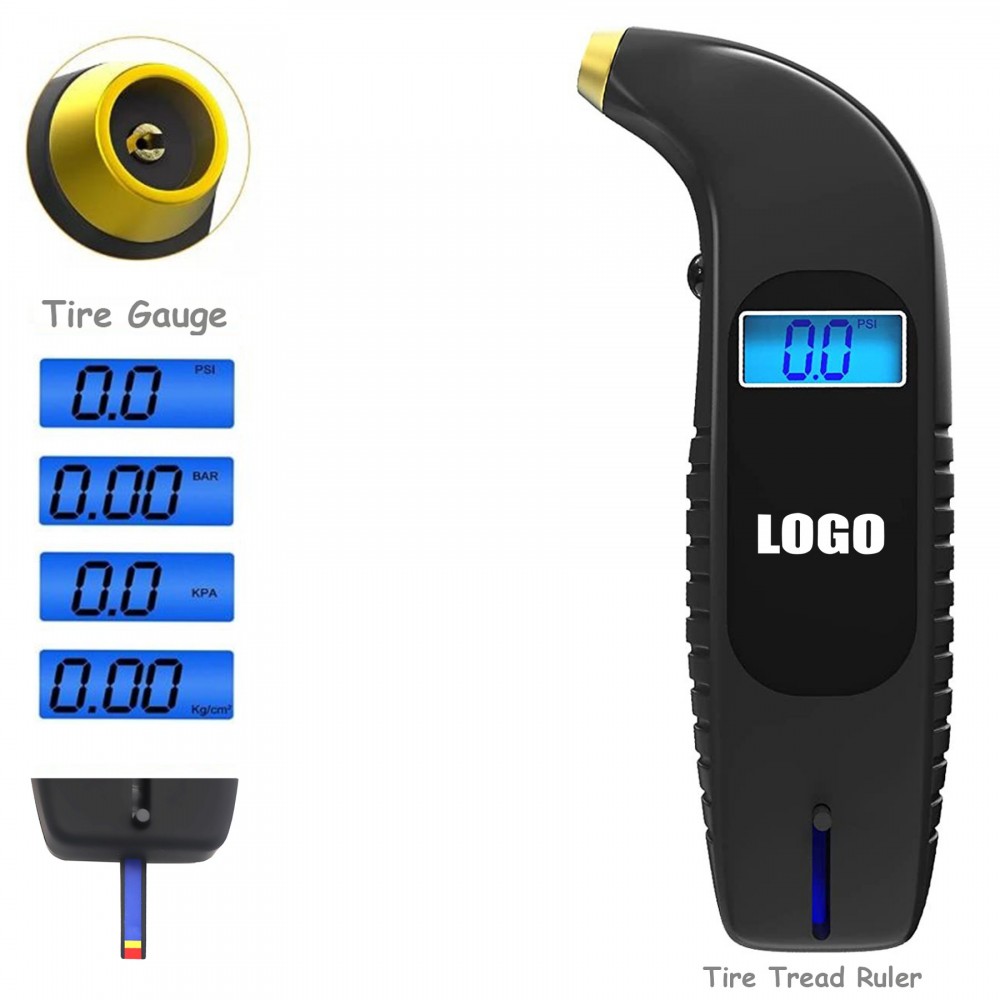 Brass Nozzle Digital Tire Pressure Gauge With Tread Depth Ruler with Logo Brass Nozzle Digital Tire Pressure Gauge With Tread Depth Ruler with Logo