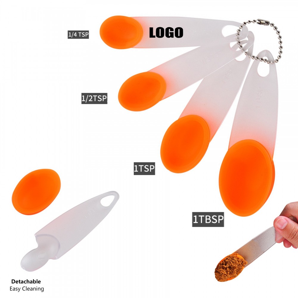 4 IN 1 Silicone Measuring Spoons with Logo 4 IN 1 Silicone Measuring Spoons with Logo
