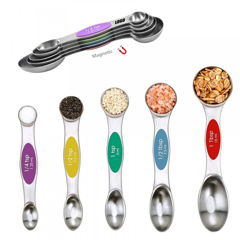 Color Magnetic 5-IN-1 Dual Sides Measuring Spoons Kits with Logo Color Magnetic 5-IN-1 Dual Sides Measuring Spoons Kits with Logo