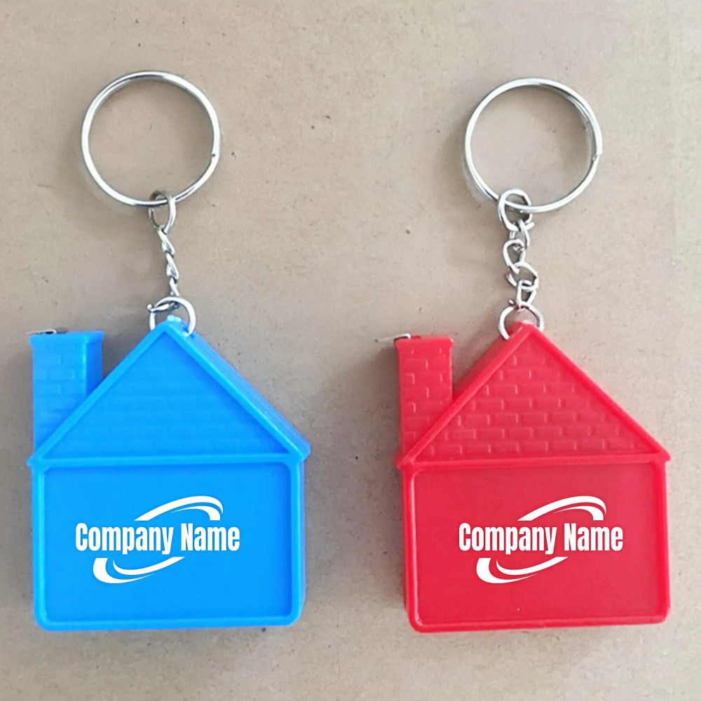 Custom House Shape Tape Measure With Key Chain with Logo Custom House Shape Tape Measure With Key Chain with Logo