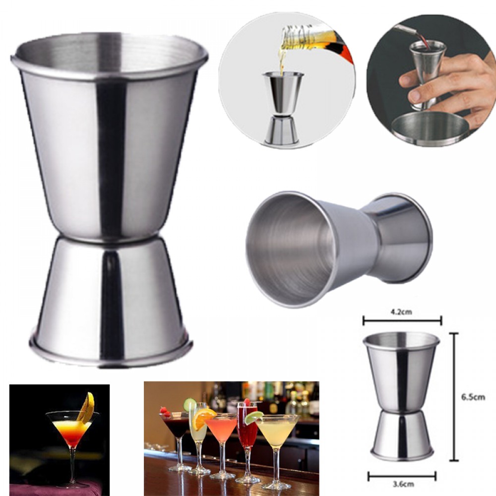 0.5 Oz./1 Oz. Stainless Steel Cocktail Jiggers Logo Branded