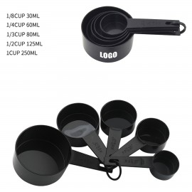 Customized 5" 1 Plastic Black Measuring Cup with Volume Markings