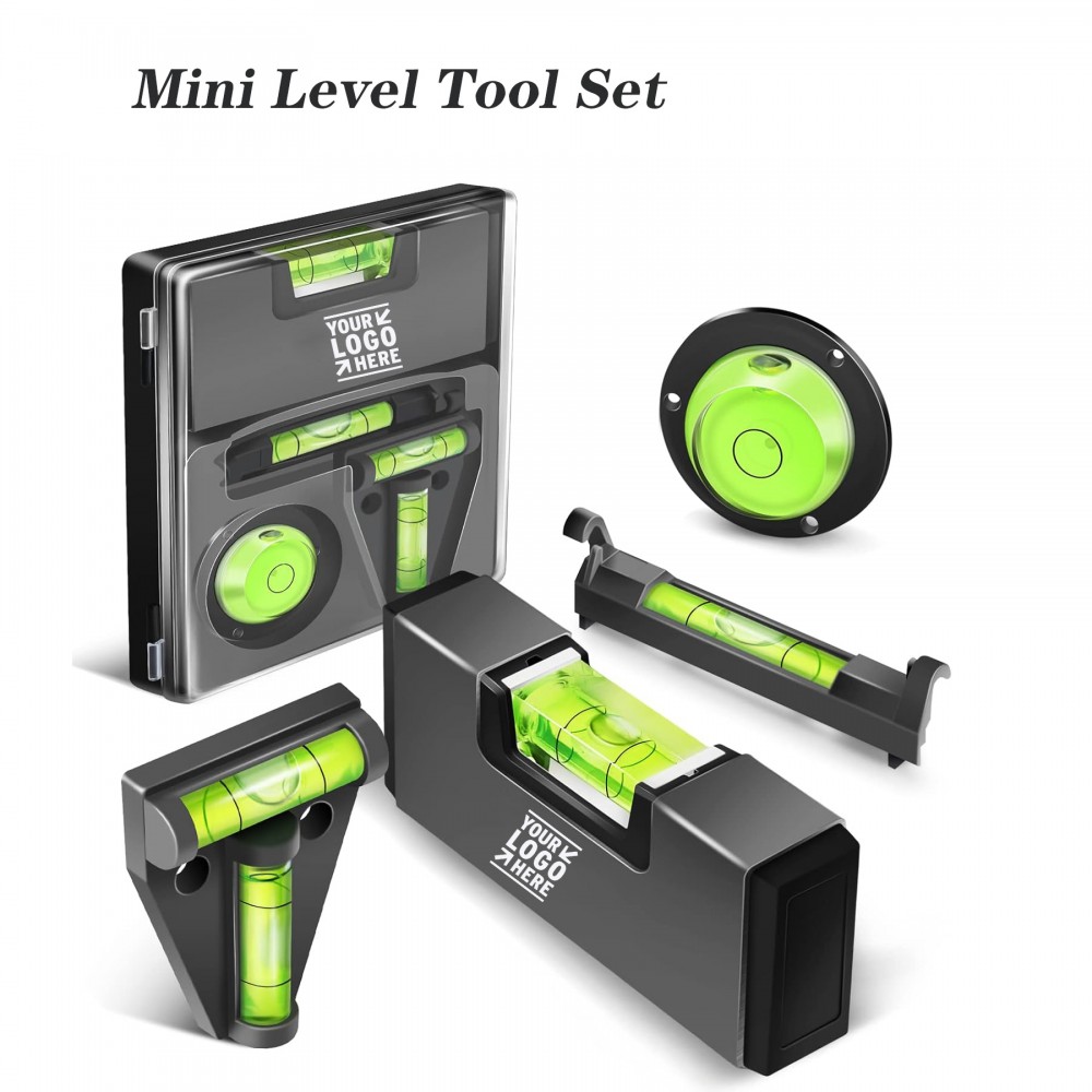 Mini Tool Set 4-In-1 Portable Small Bubble Magnetic Pocket T String Circular Level with Logo