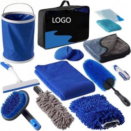 Promotional 12-Piece Ultimate Auto Detailing & Car Wash Kit with Collapsible Bucket