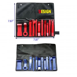 Custom 11 Pcs Car Trim Removal Tool with Canvas Roll-up Bag
