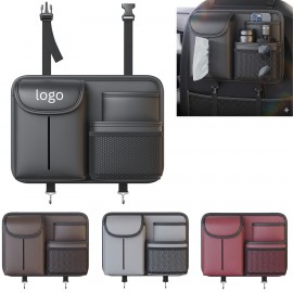 Premium Leatherette Car Backseat Organizer & Tray with Logo