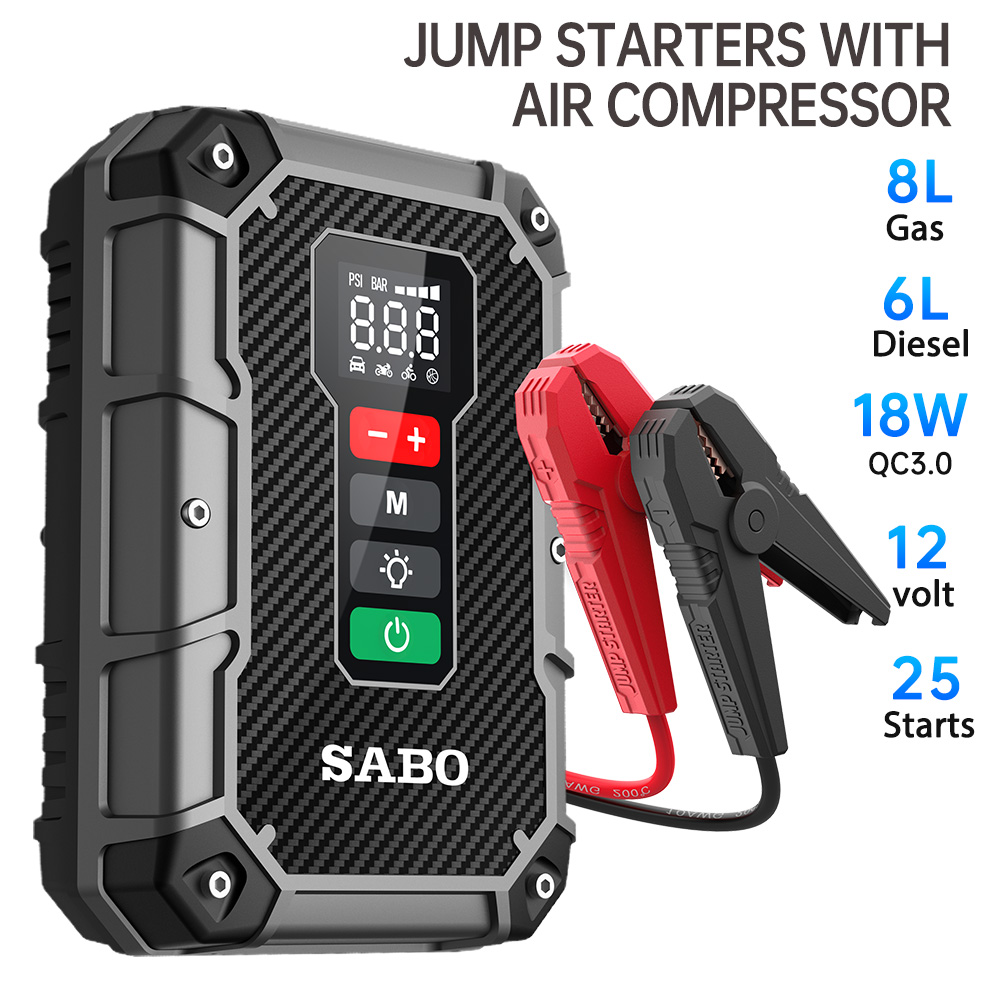 Customized 3000A Peak Jump Starter Air Pump For 12V Gasoline and Diesel