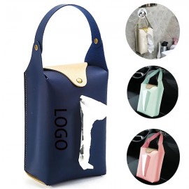 PU Leather Hanging Car Tissue Bag with Logo