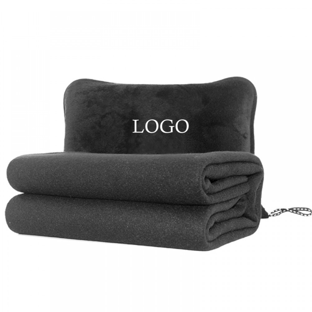 Custom Imprinted Short Plush Blanket in Travel Pillow Custom Imprinted Short Plush Blanket in Travel Pillow