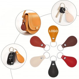 Personalized Teardrop PU Leather Key Fob w/ Split Ring