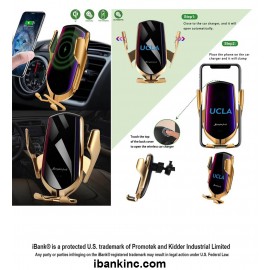 iBank  Wireless Car Charger Phone Mount, Clips onto Air Vent with Logo