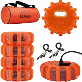 6-Pack Rechargeable LED Road Flare Safety Kit with Storage Bag with Logo