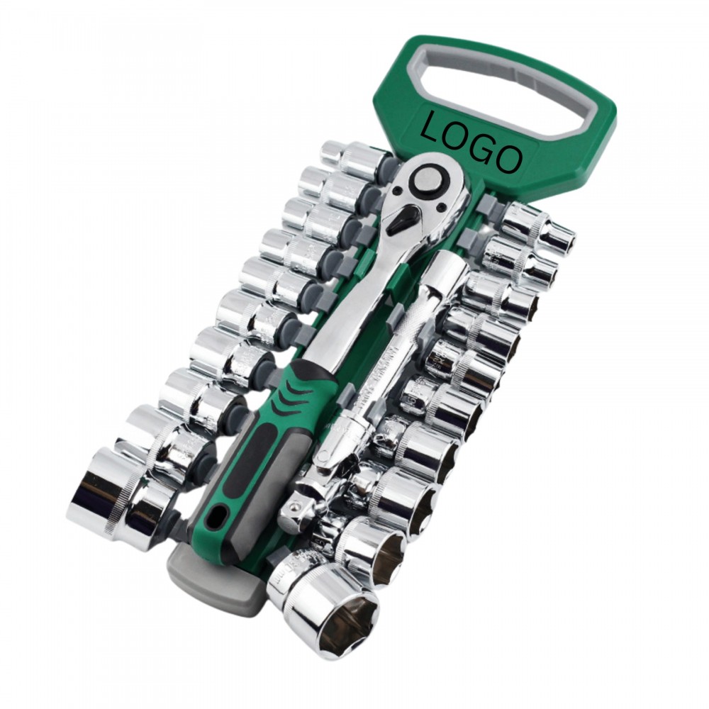 Logo Branded Industrial 23-Piece 1/2" Drive Ratchet Socket Set