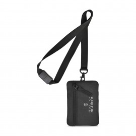 Rally Recycled ID Pouch Lanyard - Black with Logo