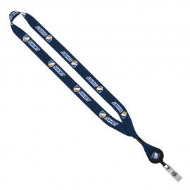 " Recycled PET Dye-Sublimated Lanyard w/Metal Crimp & Badge Reel with Logo