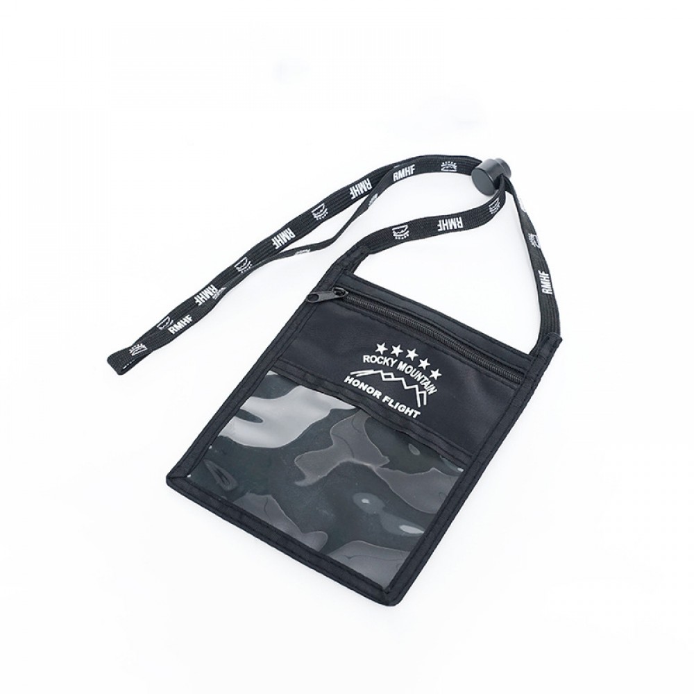 Custom Imprinted Customized Lanyard w/Large Pouch Badge Holder