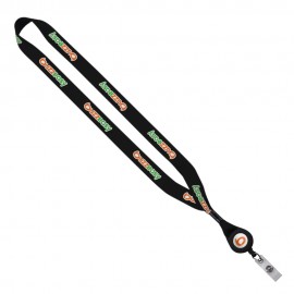 3/4" Dye-Sublimated Lanyard With Metal Crimp & Retractable Badge Reel with Logo  3/4" Dye-Sublimated Lanyard With Metal Crimp & Retractable Badge Reel with Logo