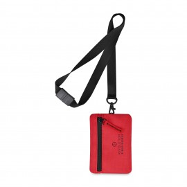 Rally Recycled ID Pouch Lanyard - Red with Logo