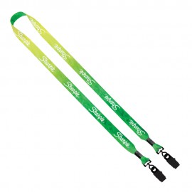 " Polyester Dye Sublimated Double Metal Bulldog Clip Lanyard with Logo  " Polyester Dye Sublimated Double Metal Bulldog Clip Lanyard with Logo
