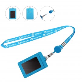Retractable Badge Reel Lanyard W/ Back Card Holder Logo Imprinted
