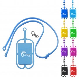 Silicone Phone Holder Card Wallet With Lanyard with Logo