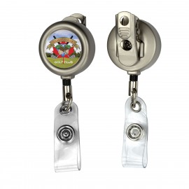 Logo Branded "Marion Matte" Solid Metal Retractable Badge Reel & Badge Holder