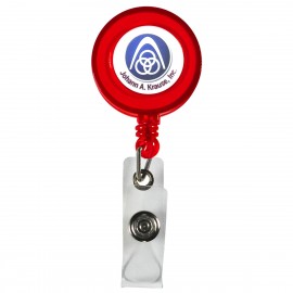 "Lorain VL" Round Retractable Badge Reel & Badge Holder w/Metal Slip Clip Backing (Full Color) with Logo