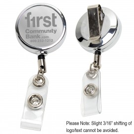 Personalized "Dublin Chrome LZ" Laser Engraved Solid Metal Retractable Badge Reel & Badge Holder