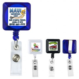 "Kent VL" Square Retractable Badge Reel & Badge Holder w/Metal Slip Clip (Full Color) with Logo