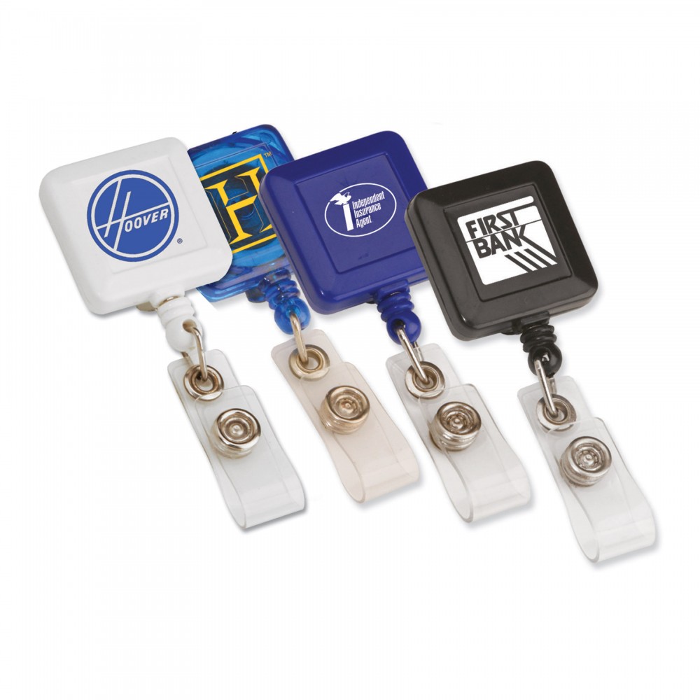 Square Retractable Badge Holder with Logo