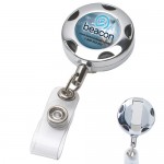 "Tiffin" Round Chrome Solid Metal Sport Retractable Badge Reel & Badge Holder with Logo