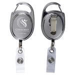 Logo Branded "Pataskala" Shiny Chrome Finish Retractable Badge Reel & Badge Holder w/Laser Imprint (Overseas)