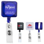 Promotional "Kent VL" Square Retractable Badge Reel & Badge Holder w/Metal Slip Clip (Spot Color)