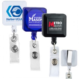 "Kent VL" Square Retractable Badge Reel & Badge Holder w/Metal Slip Clip (Spot Color) with Logo