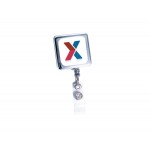 Logo Branded Retract-A-Badge Square Metal Badge Holder