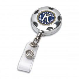 Personalized "Tiffin LZ" Chrome Metal Sport Retractable Badge Reel & Badge Holder w/Laser Imprint