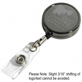 "Dublin Gunmetal LZ" Solid Metal Retractable Badge Reel & Badge Holder w/Laser Imprint with Logo