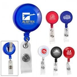 "Bellefontaine VL" Retractable Badge Reel & Badge Holder w/Rotating Alligator Clip (Spot Color) with Logo