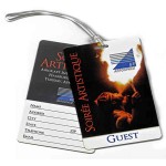 Full Color 30mil Laminated Plastic Slotted Luggage or Golf Tag w/ Writeable Surface and Loop Strap Custom Printed